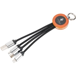 3-in-1-Kabel mit Logo in Holzgehäuse