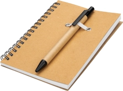 A6-Notizbuch mit Linien aus Recyclingpapier und Stift