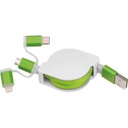 Einziehbares Ladekabel mit 3 Steckern