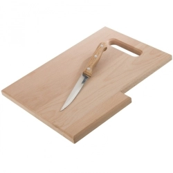 Holzschneidebrett mit Messer
