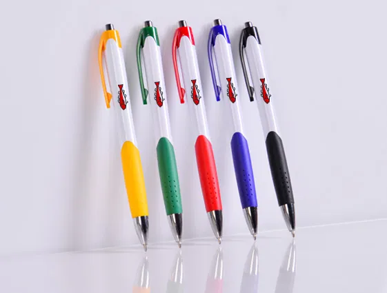 Kunststoff-Kugelschreiber mit farbigen Elementen Online-Druck 2